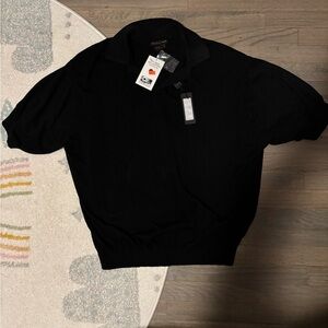 Men’s Black Short Sleeve silk/ cotton collared knit Sweater size 4x